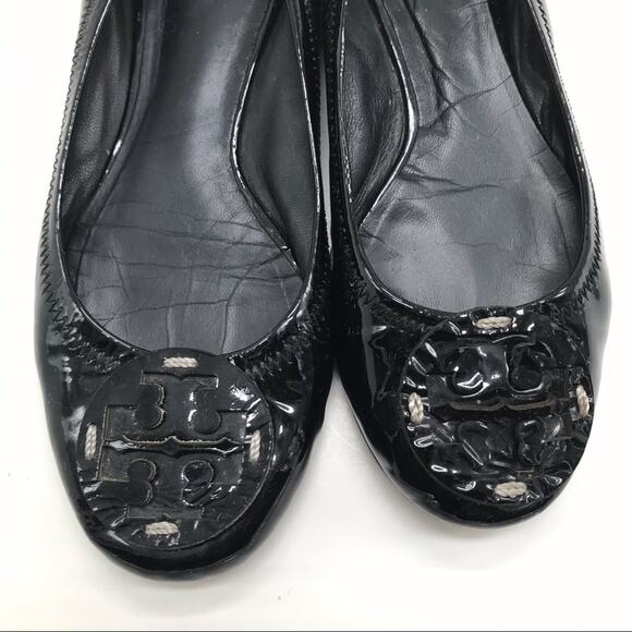 Tory Burch Women's Black Patent Leather Reva Ballet Flat 6.5 - Picture 7 of 10